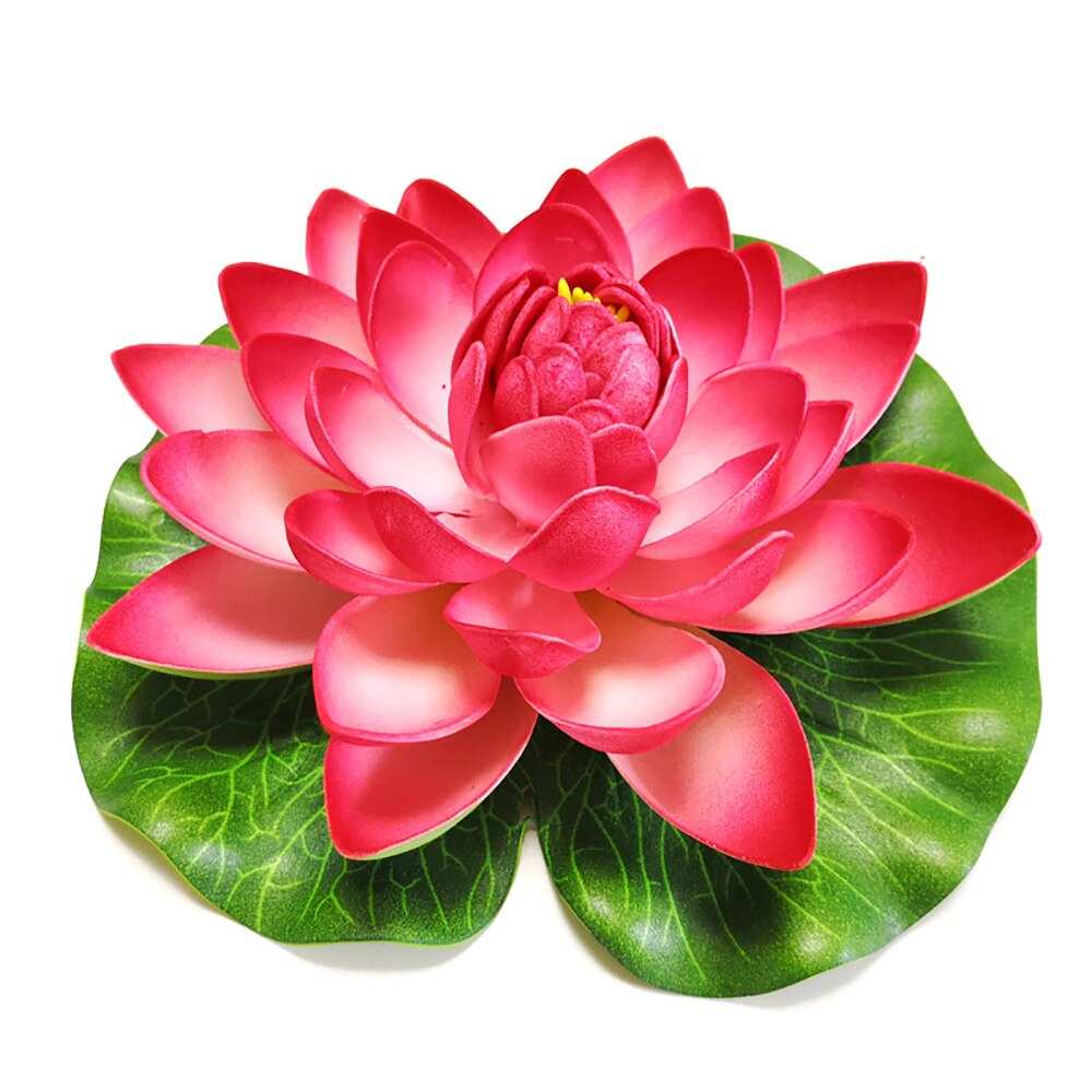 Artificial Floating Lotus Flowers Water Lily Leaf Pad Ornaments Pond Pool Aquarium Home Garden Wedding Party Decoration: Red