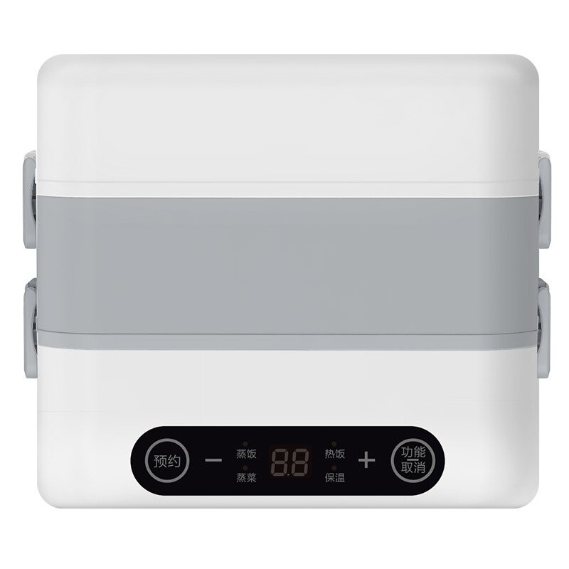Stainless Steel Electric Lunch Box Thermal Heating Food Steamer Cooking Container Portable Office Mini Triming Rice Cooker: two layer / EU