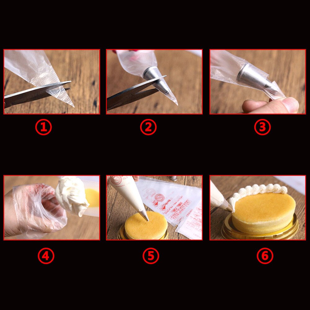 Boquilla de escarcha desechable para bolsa de plástico de alimentaria, boquilla de escarcha para decoración de pasteles, boquillas de pastelería, herramienta para decoración de pasteles de boda, 100 Uds.