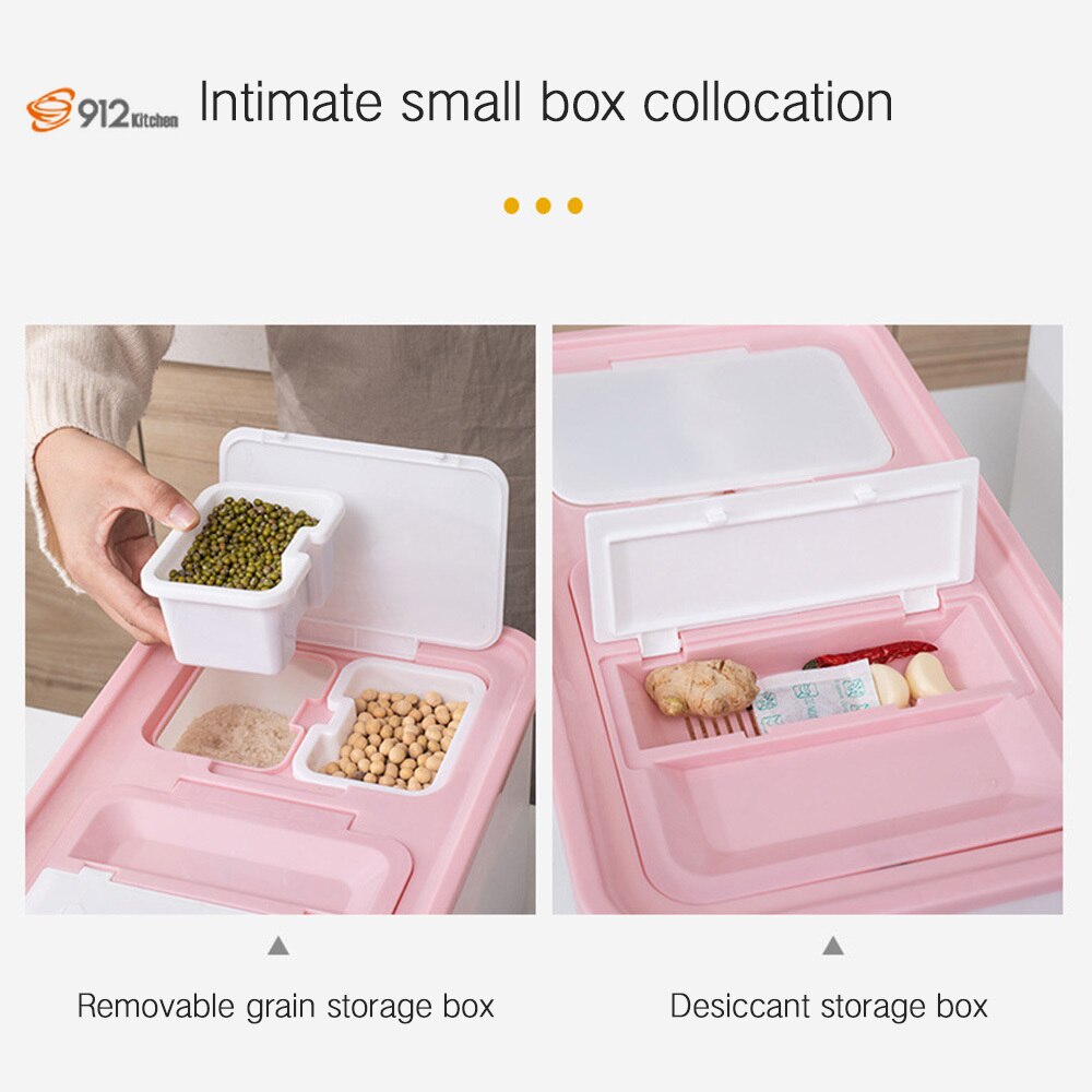 Plastikowy dyspenser płatków zbożowych zestaw 25Kg schowek robić kuchni robić jedzenia dozownik ziarna ryżu organizator ziarna puszki robić przechowywania słoiki robić magazynowania