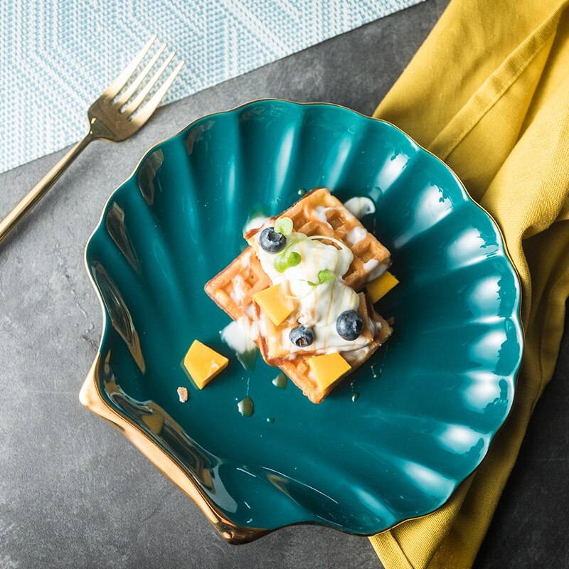 Light luxury Phnom Penh ceramic plate shell plate net celebrity restaurant ceramic tableware Nordic set plate cooking p