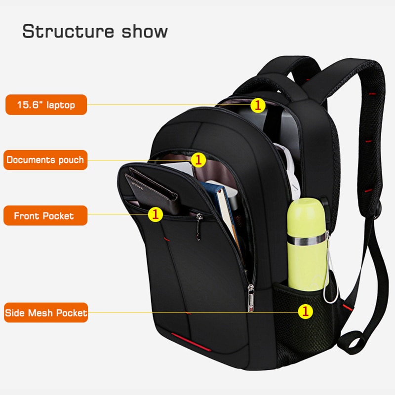 Crossten multifonctionnel 15.6 "sac à dos pour ordinateur portable housse sac USB Port de Charge cartable randonnée voyage sac sacs d'école