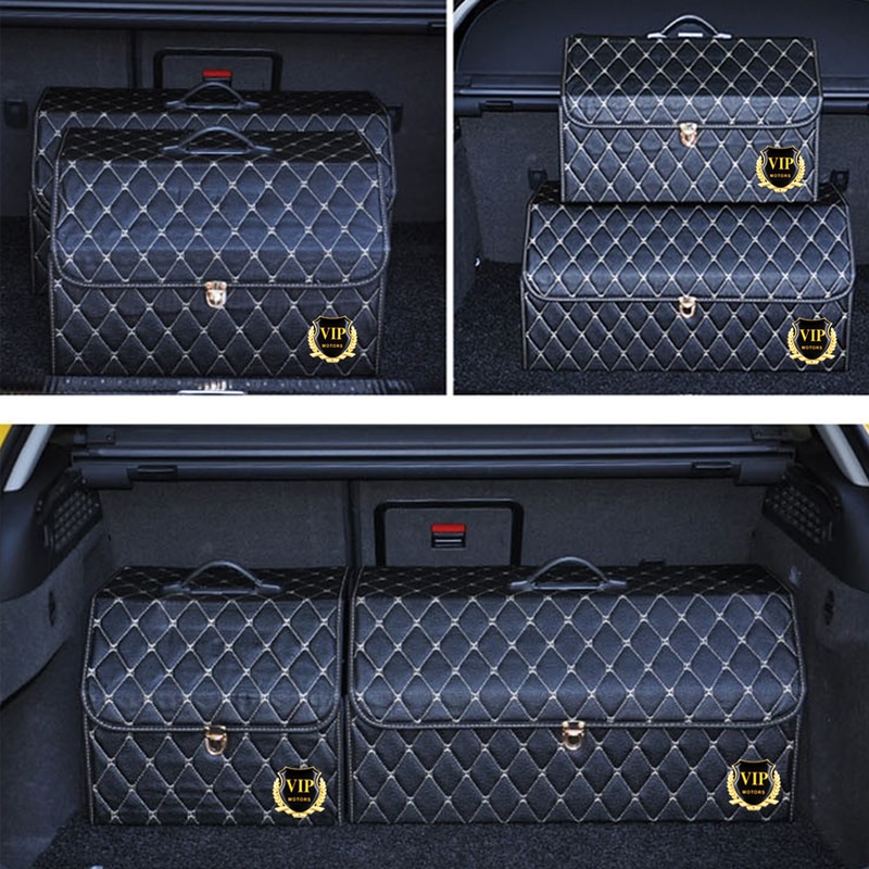 Luksus læder bil bagagerum opbevaring opbevaring bil boks arrangør til toyota til volkswagen hyundai kia mitsubishi til mercedes benz