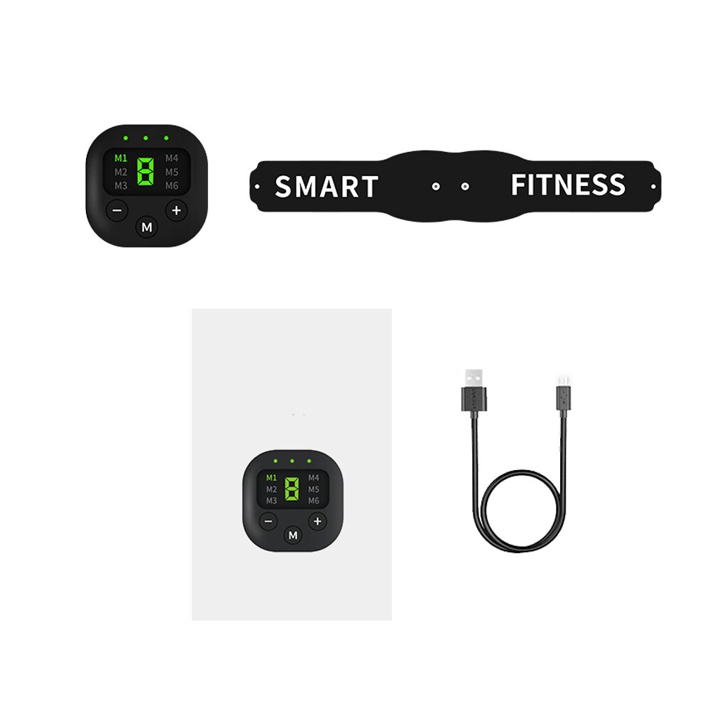 Massager Fitness Trainer Belt Electric Abs Stimulator Unisex Abdominal Muscle Trainer 6 Modes 10 Levels Intensity 15min Timing