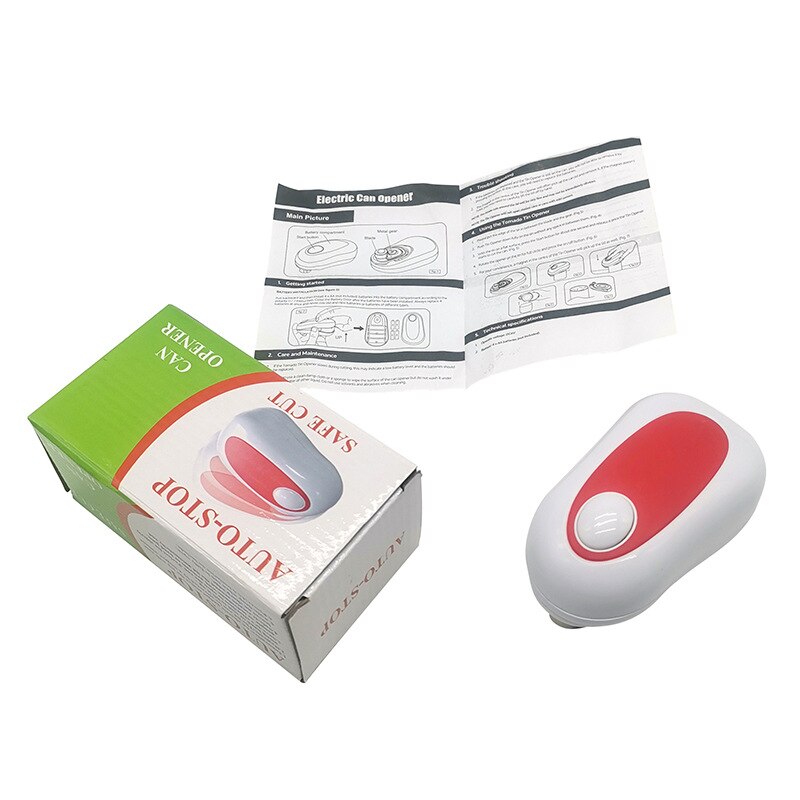 Ouvre-boîte électrique Portable, automatique, bord lisse, ergonomique, ouvre-bocal électrique de poche, outils de Bar de cuisine 2 pièces: 1pc red with box
