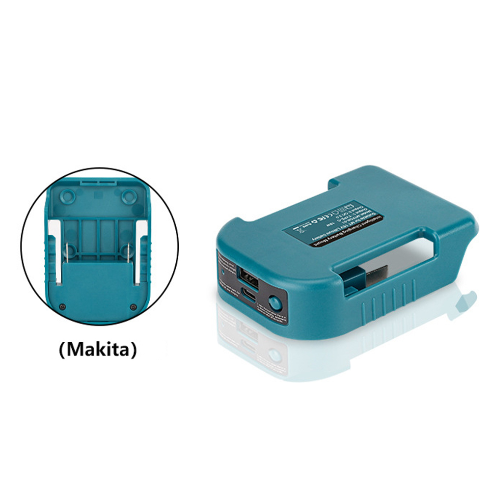 Bärbar laddareadapter för makita/dewalt/milwaukee 18v litiumjonbatteri med usb typ-c-batterihållare, usb-laddare, nyaste: Svart