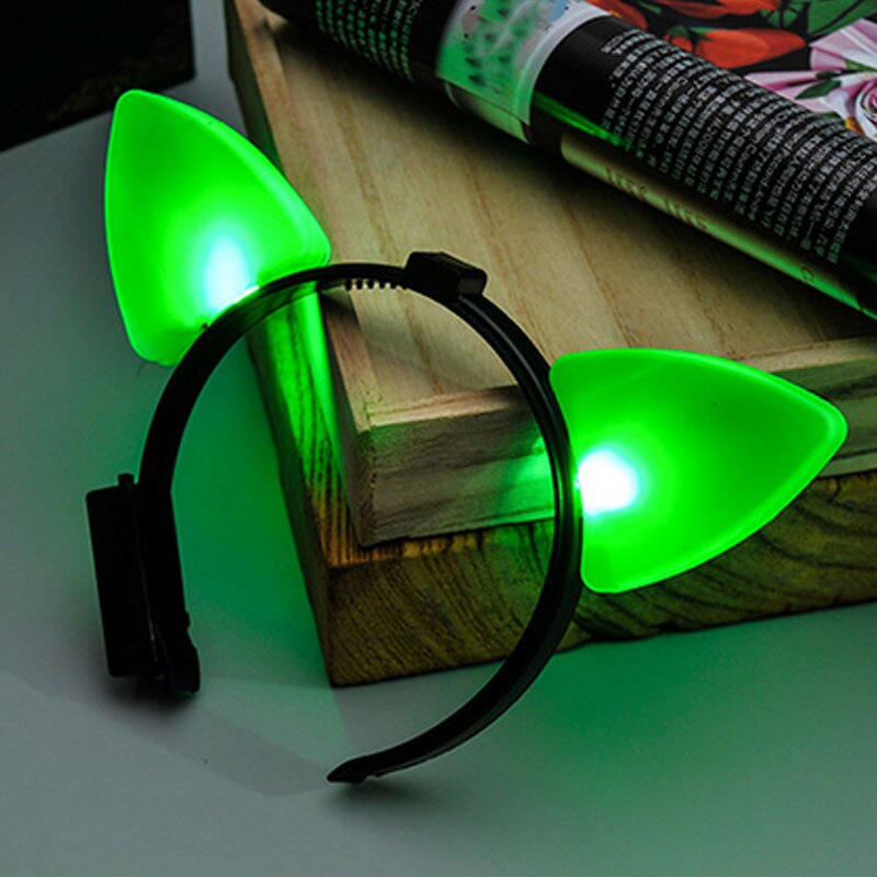 Women Girls LED Flashing Cat Animal Ear Headband Glowing Headwear Hairband Wedding Glow Wedding Party Supplies