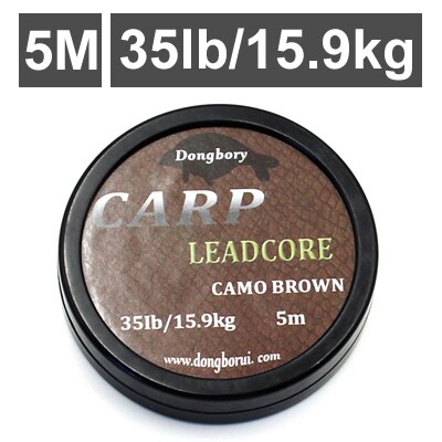 5m chumbo núcleo carpa linha de pesca 12 trançado gancho ligação líder camo brown fio rápido afundando suprimentos da carpa equipamento de pesca linha: 1PC-5M-35LB
