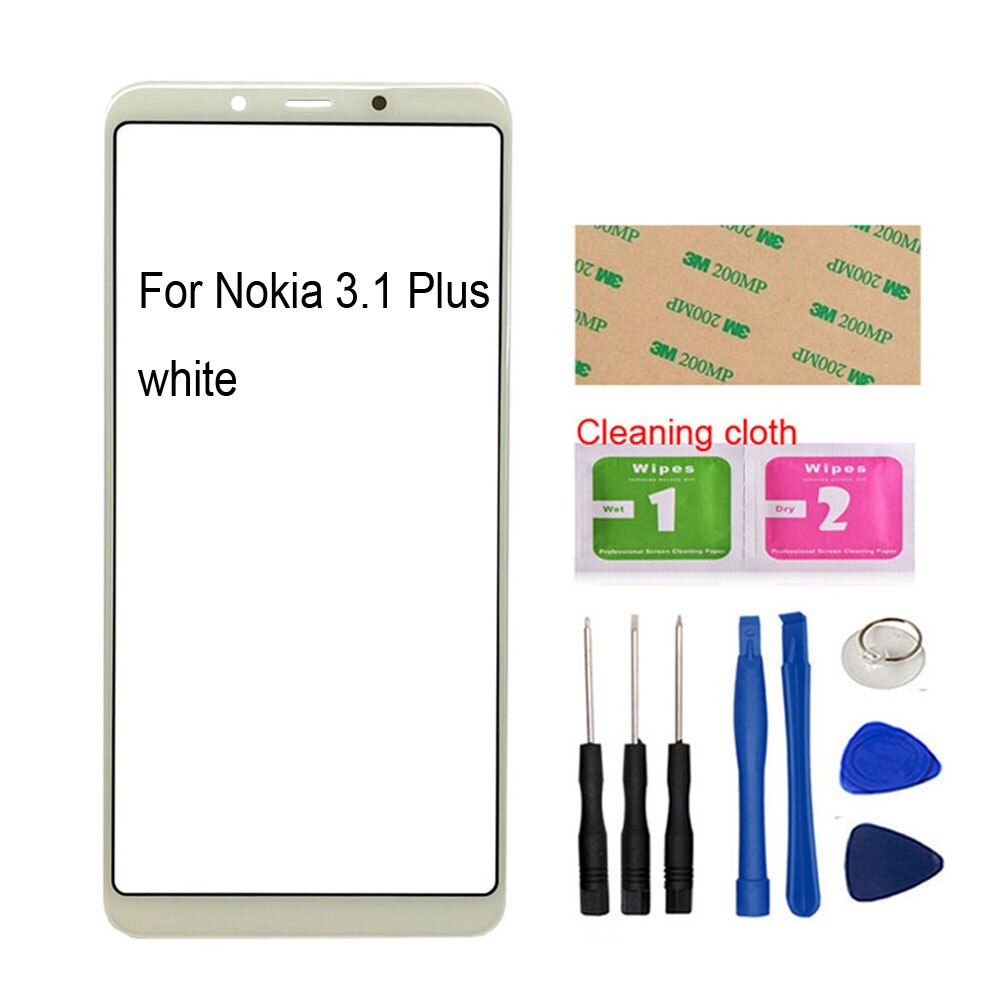 Panneau tactile extérieur en verre pour Nokia 6.1 Plus/5.3/5.1/5.1plus/2.1/3.1 Plus, panneau avant de réparation de téléphone (sans écran tactile): 3.1 plus White