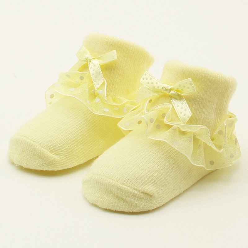 0-6 Mesi Toddlers Neonati Calze di Cotone Caviglia Bowknots Principessa Delle Ragazze Del Bambino Calzini 2018: YELLOW