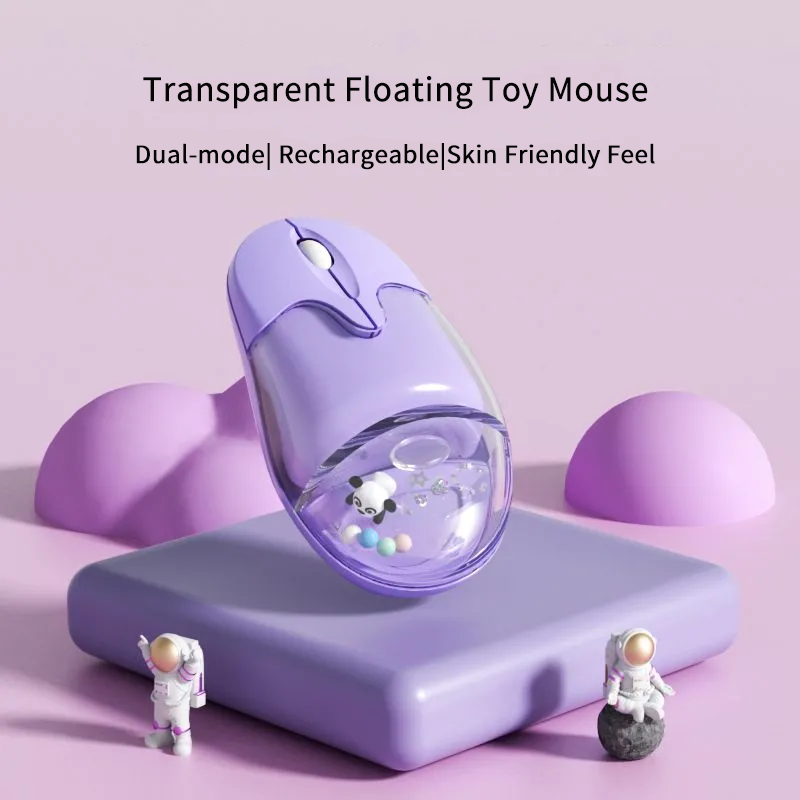 Mouse wireless dual-mode Mouse cablato Mause Design creativo Bambola galleggiante Pulsante muto ricaricabile Bellissimi mouse Uso ufficio Ergonomia