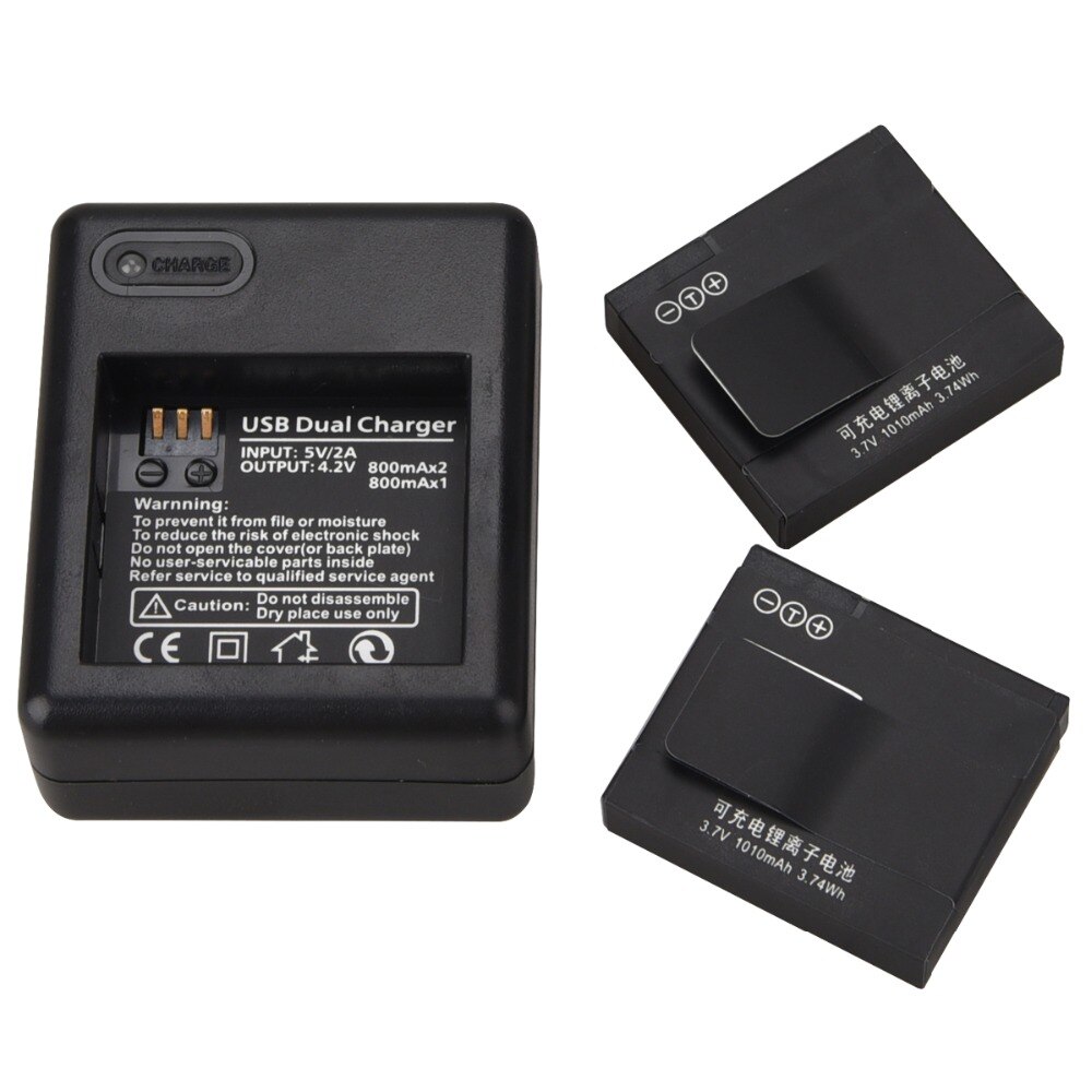 Voor Xiaomi Yi 1010 mAh Oplaadbare Li-Ion Batterij voor Xiaomi Yi XiaoYi Sport Actie Camera DV Cam Met USB Charger: Black