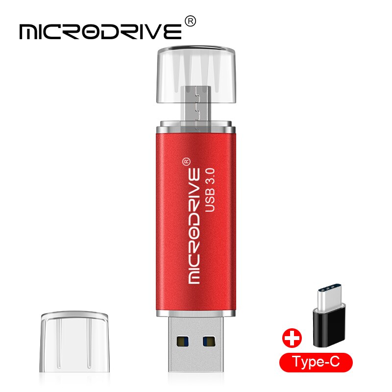 3 In 1 Usb 3.0 OTG USB flash drive for SmartPhone/Tablet/PC 16GB 32GB 64GB 128GB Pendrive High speed pen drive for type-c phone: 32GB / Red