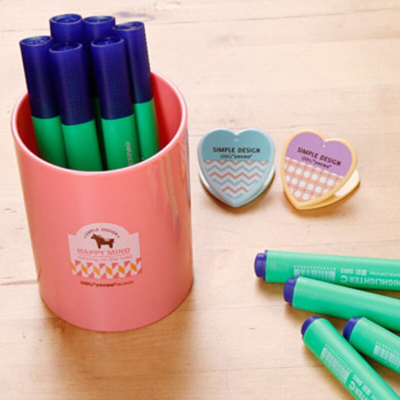 10Pcs Highlighters Fluorescent Markers Pen Triangle Bar Highlighter Pen Painting Draw Album Photo Japanese Stationery