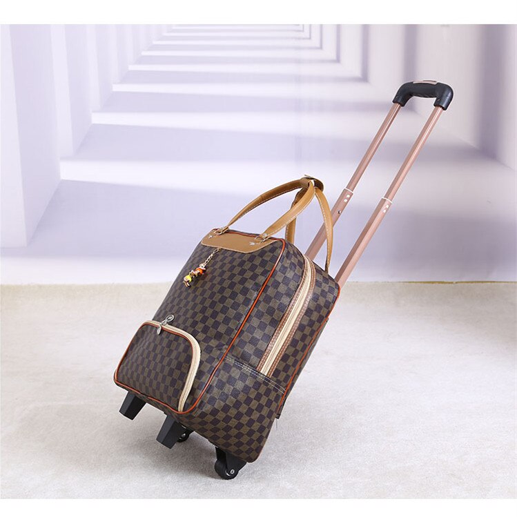 Vrouwen Reizen Bagage Koffer Bag, Cabine Waterdichte Oxford doek Rolling trolley, PU lederen Handbagage wielen Dragboxes