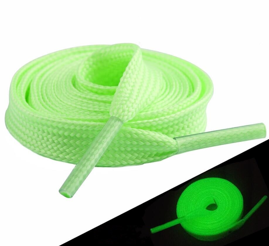 Lysende snørebånd atletisk sport flade lærred sko snørebånd lyser i mørk nat farve fluorescerende snørebånd 120cm: Grøn