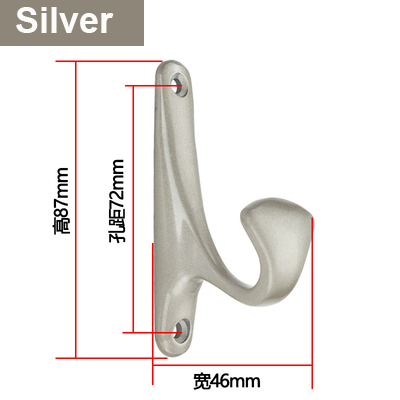 87*46mm Brons Metalen deur muur haken hanger Antieke Haken Muur Hanger Gebogen Gesp Hoorn Lock Sluiting Gewaad haken Voor Kleding: Silver