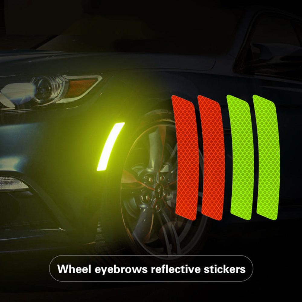 2 Stuks Reflecterende Strip Stickers Auto Spatbord Wiel Wenkbrauw Velg Tape Road Waarschuwing Universele Weerspiegelen Strip Motorfiets Stickers