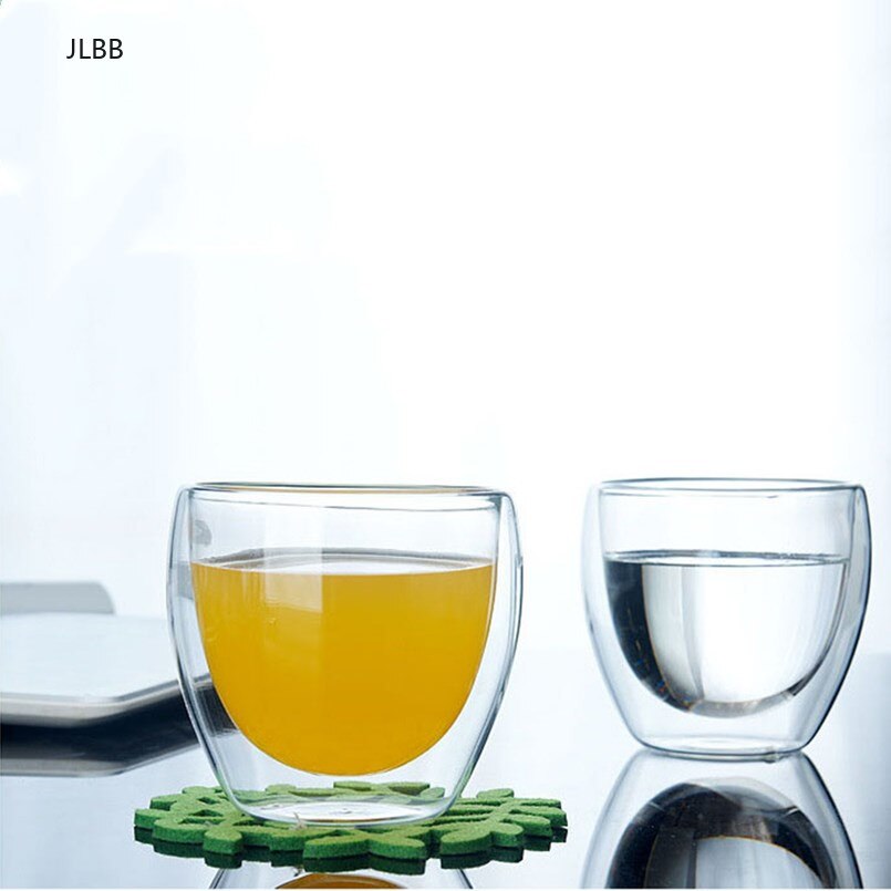 1PC Double-layer Cup 80ml/150ml/250ml/350ml/450ml High Borosilicate Heat-resistant Glass Cup Beverage Cup Double Wall Glass