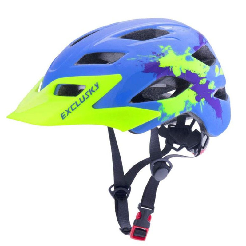 EXCLUSKY Kids Bike Helmet Child Size 50~57cm Fit for 5~13 Years Red Mtb Cycling Helmet Bicycle safety protection Sport Cap E: 01