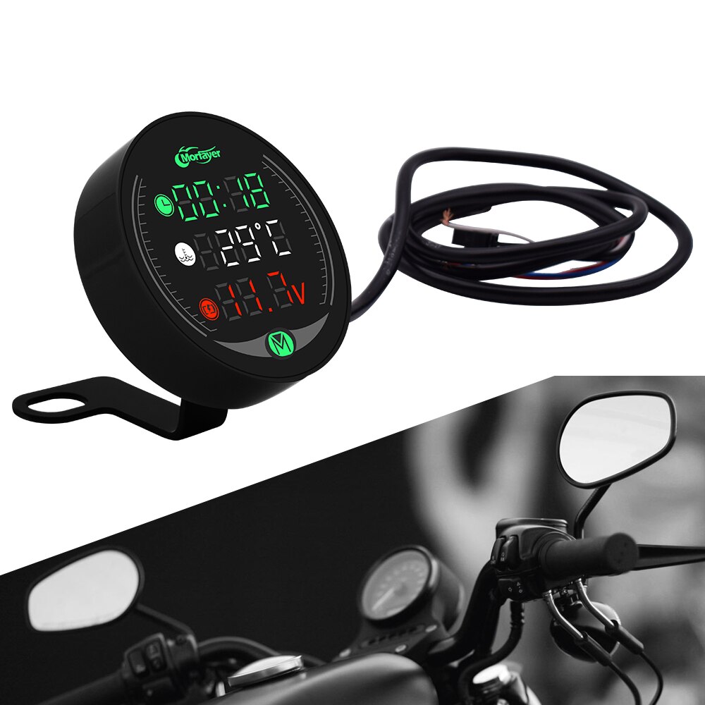 Motorcycle Meter Voltage Display Waterproof Voltage Meter Thermometer Clock 3in1 For Kawasaki KLX250 KDX125 KDX250 klx 250