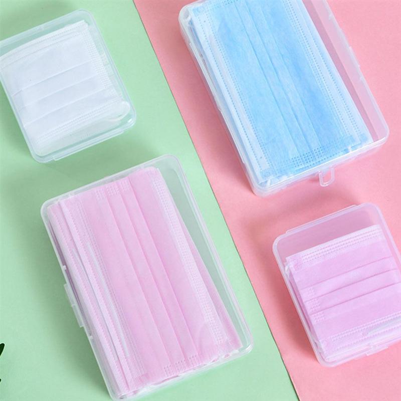 Caja contenedor para mascarillas de plástico con 3 uds., caja de almacenamiento transparente para mascarillas
