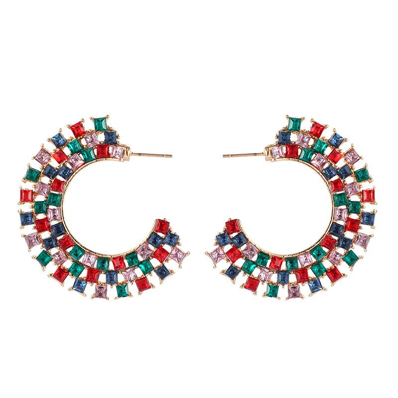 Docona 12 Stijl Kleurrijke Strass Bloem Oorbellen Voor Vrouwen Meisje Bloemen Earring Verklaring Sieraden Brincos Accessoires: 9648
