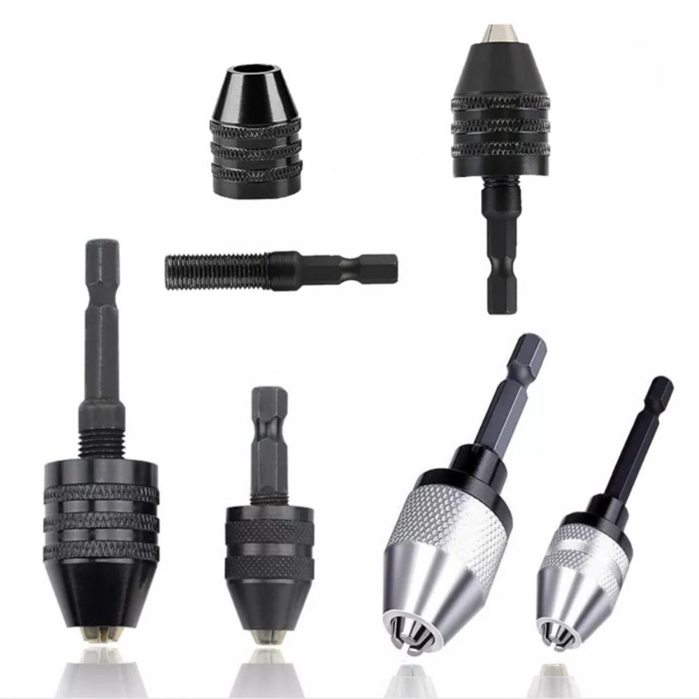 Mini Drill Chuck Keyless Impact Driver Adaptor Hex Round Shank Screwdriver Head Micro Fixture Drill Bits For Electric Grinder