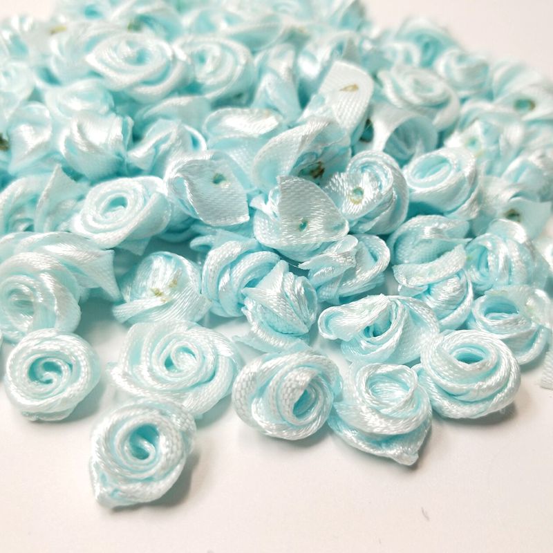 HL 60 pièces 15mm ruban Rose fleurs bricolage Appliques décorations de mariage artisanat fournitures beaucoup de couleurs: lighter blue