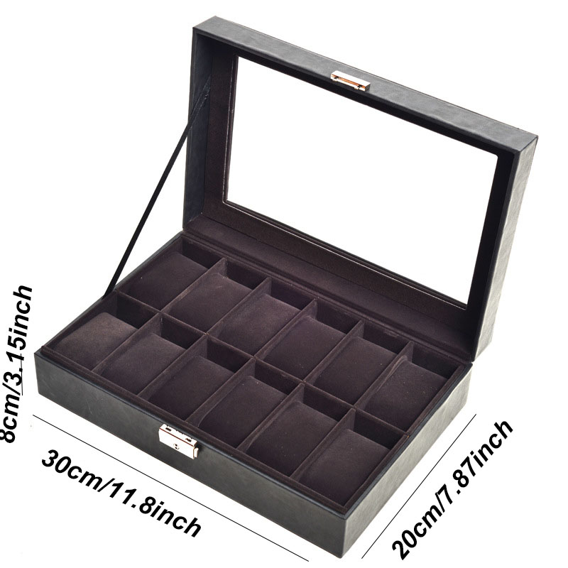 DELESYS 2/3/4/5/6/8/10/12 Slots PU Leather Watch Box Traditional Style Watch Storage Box Watch Case With Lock: WHITE