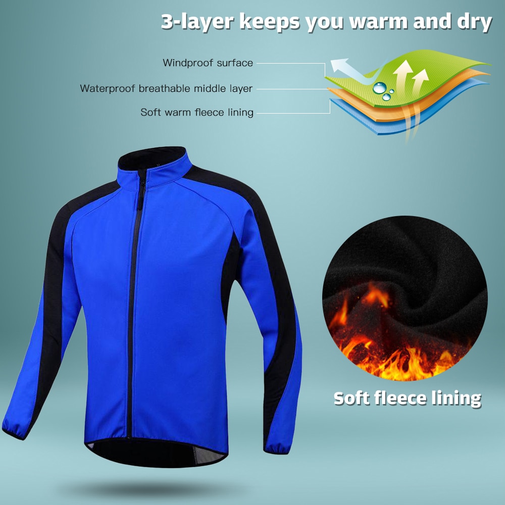 Winter Warm Cycling Jacket Waterproof Thicken Thermal Fleece Jacket Coat Bicycle Windproof Running Jacket for Men