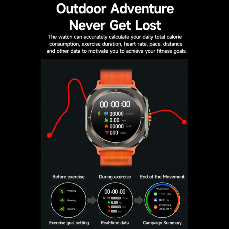 Outdoor Smartwatch Z7 Ultra with Android and IOS Titanium Metal Case with Heart Rate monitoring Bluetooth Phone Call 7-day Last