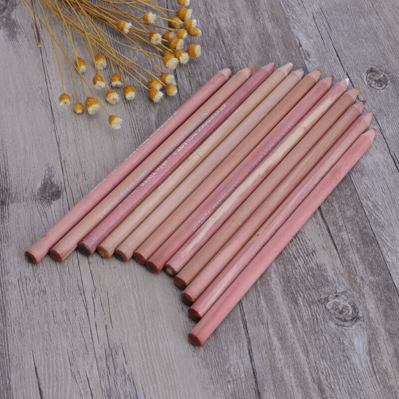 12Pcs Professionele Zachte Pastel Potloden Hout Huid Tint Pastel Kleurpotlood