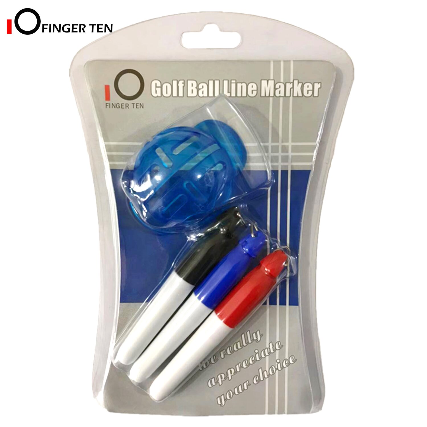 Durable Plastic Golf Ball Liner Marker Template Drawing Marking Spot Liner Alignment Putting Tool with 3 Marker Pens: Blue