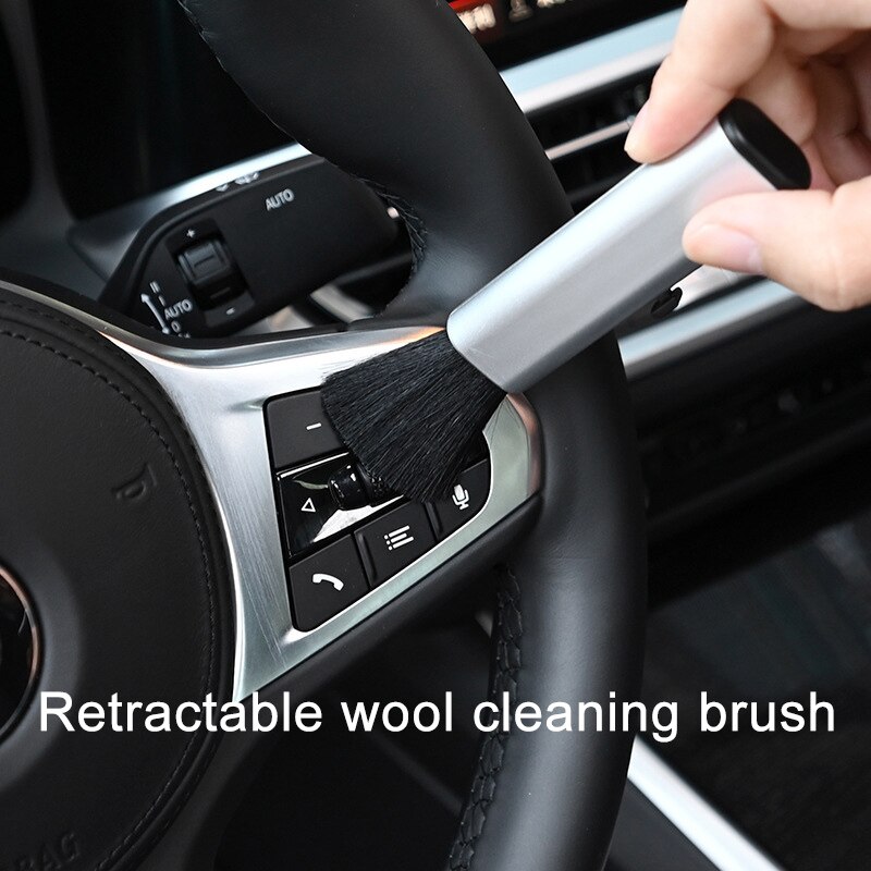 Nouvelle voiture rétractable brosse de nettoyage climatiseur ordinateur brosse de nettoyage clavier télescopique poignée en plastique laine petite brosse