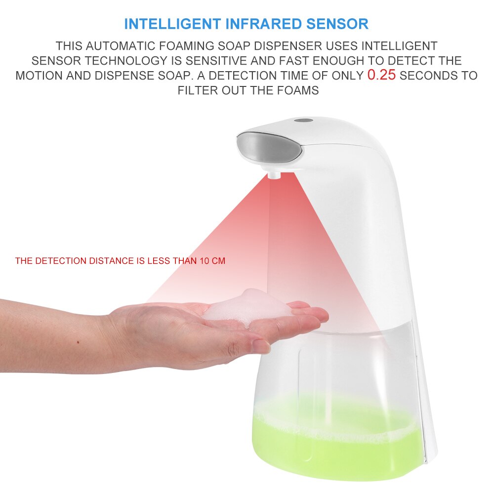 Automatic Foam Soap Dispenser Touchless Foaming Capacity Infrared Motion Sensor Hands-Free Soap Pump For Bathroom Kitchen 300ML