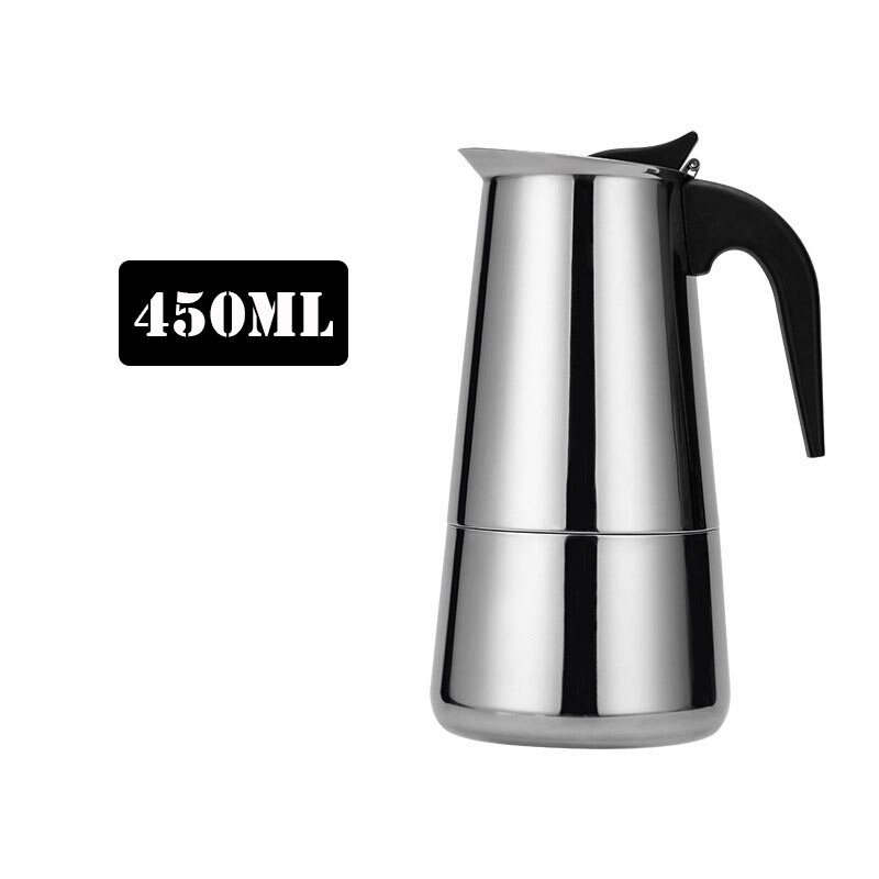 Stainless Steel Coffee Maker Coffee Pot Moka Pot Geyser Coffee Makers Kettle Coffee Brewer Latte Percolator Stove Coffee Tools: 450ML