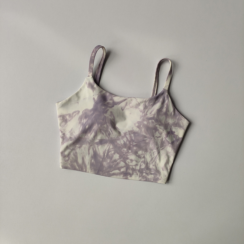 Batik-Einteiler-Tasse-Sportunterwäsche für Damen, hochstoßfest, zum Laufen, Schönheit, Rückenweste, Raffungs-BH, Fitness-Anzug, Yoga-Anzug: XL / Lavendel