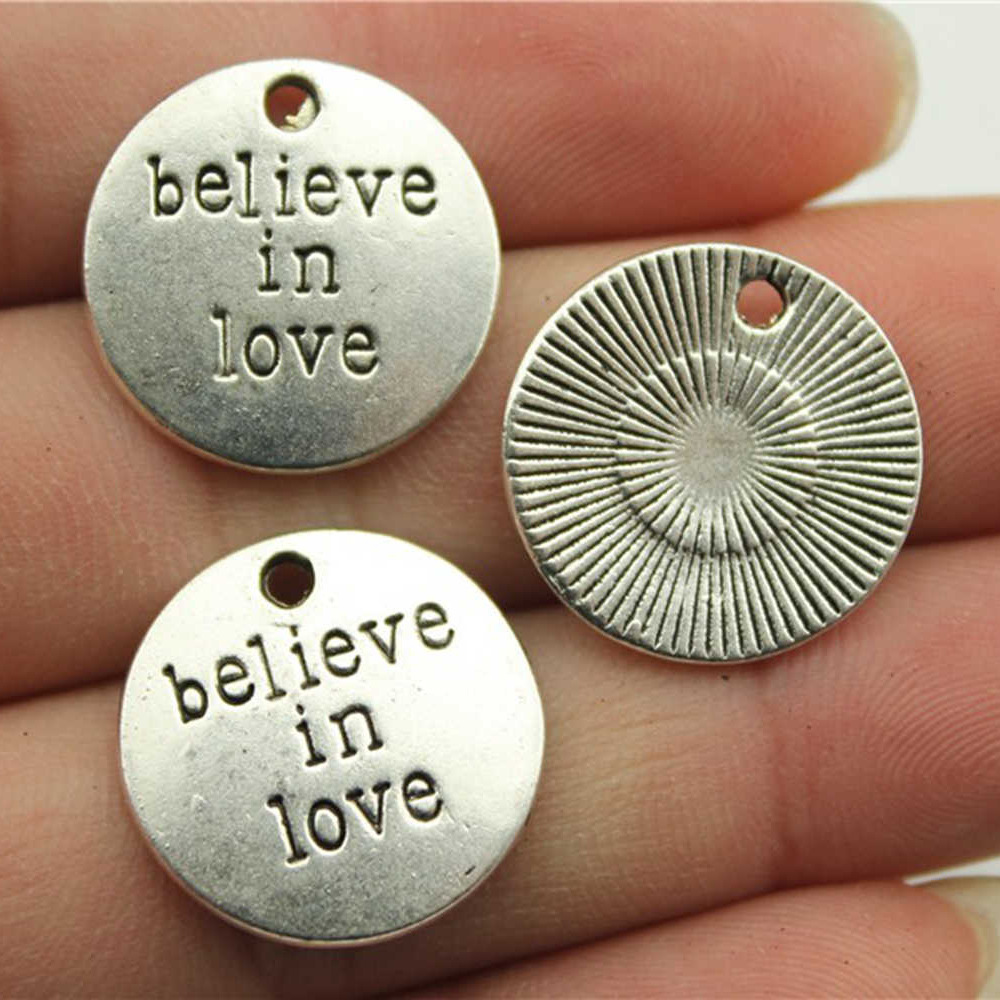 10pcs Round Inspire Nameplate Live Laugh Love Live Your Dream Never Give Up Karma Charms For Jewelry Making Diy Crafts Making: Red