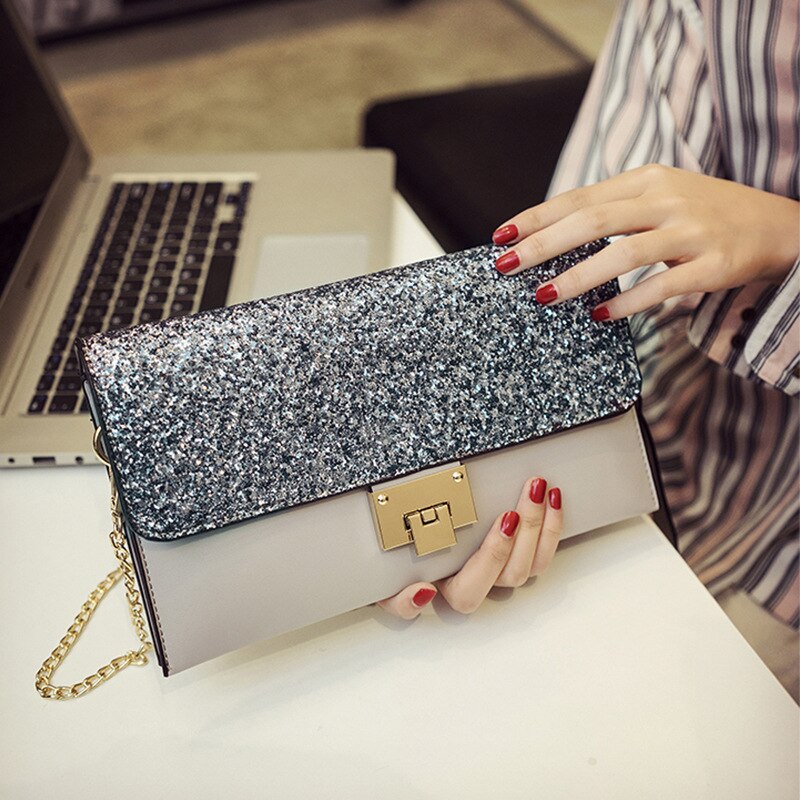 Clutch Een Schouder Dames Diagonaal Bag Zak Sequin Koreaanse Persoonlijkheid Clutch Diner Tas Clutch: gray