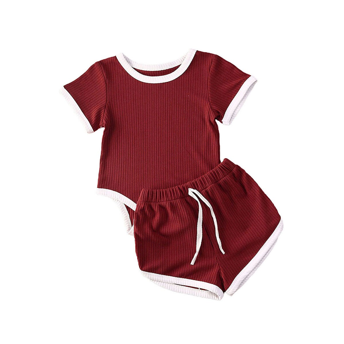 0-24m peuter baby meisjes jongens sport set effen korte mouwen romper tops + shorts 2 stuks