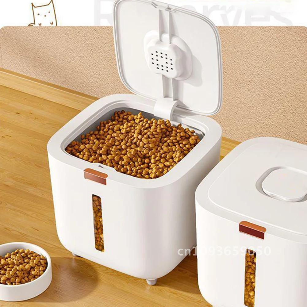 Förvaringsbehållare för hundmat , 11 kg /22 kg mångsidig förvaringsbehållare med lock, inbyggd popup-låda med ett tryck och torkmedelsöppning
