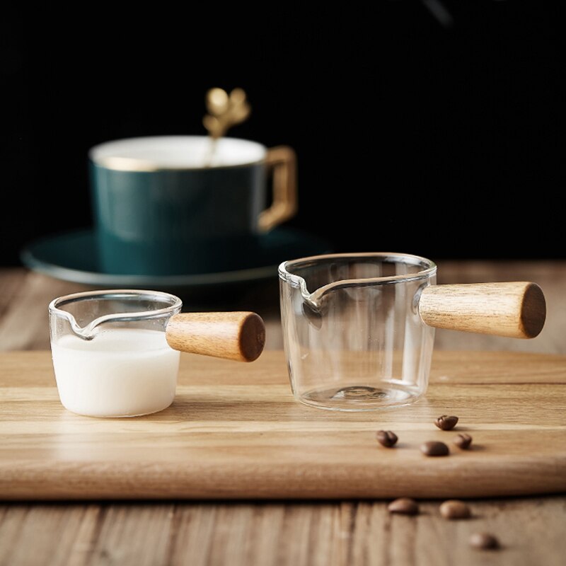 Japanse Stijl Mini Glas Melk Cup Creamer Jug Schotel Kleine Glas Koffie Melk Werper Azijn Saus Cup Met Handvat