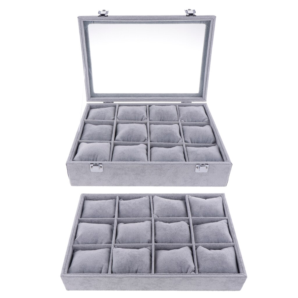 Armband Horloge Display Showcase Organizer Box 12 Verwijderbare Kussen