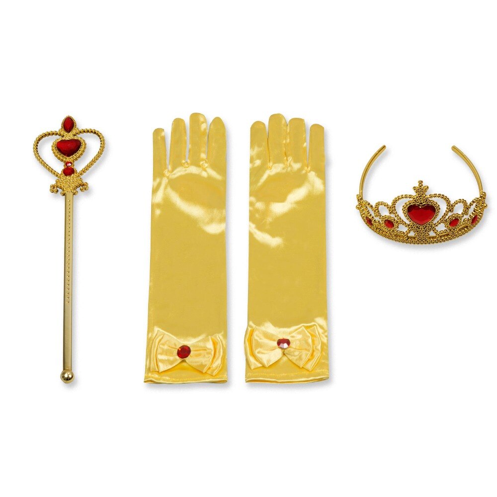 Barn cosplay karneval prinsessa tjejer barn klädsel tillbehör kronfläta trollspö peruk blå handskar 4 st set magic stick