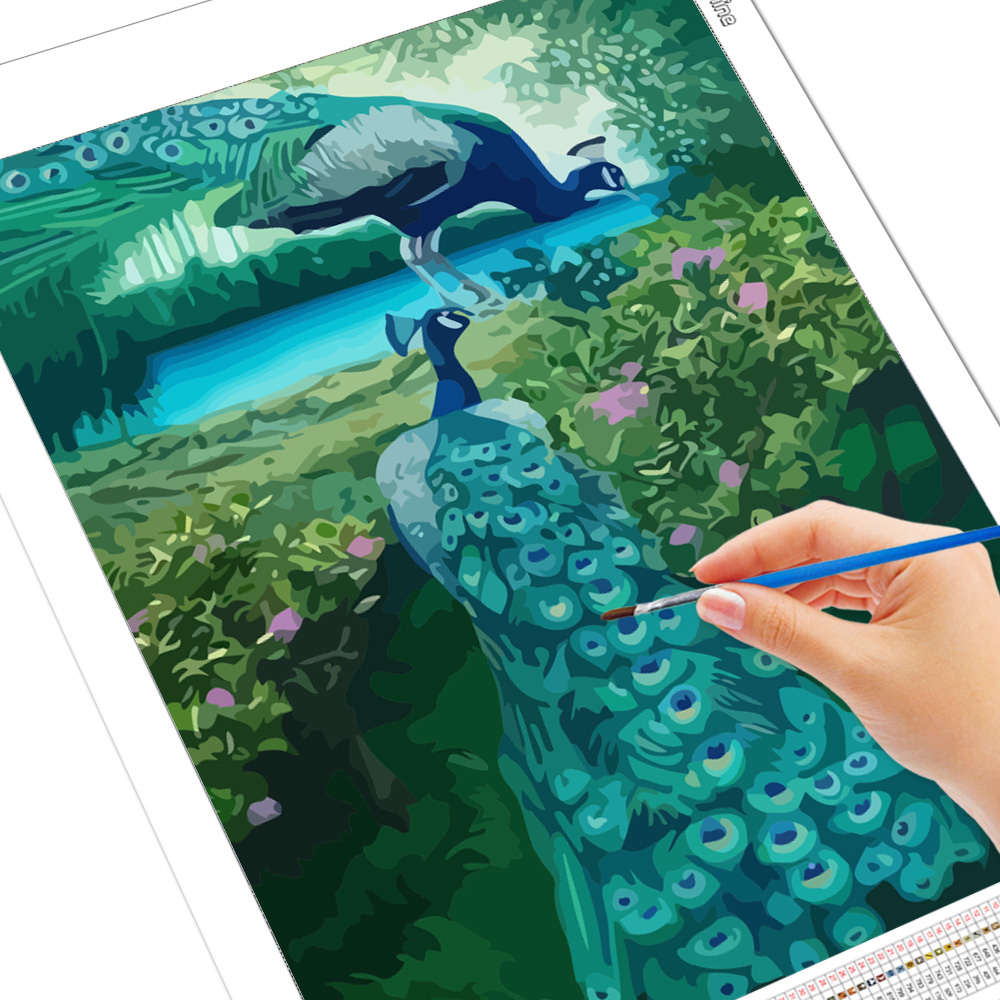 EverShine Painting By Numbers Animals Canvas Wall Set Paint By Numbers For Adults Peacocks Drawing Art