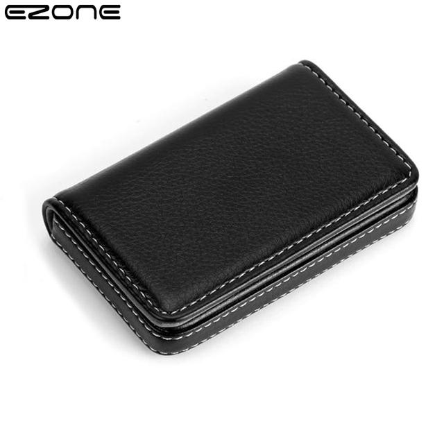 Ezone Leer Mannen Business Kaarthouder Credit Card Case Magnetische Knop Bankkaart Wallet Case Kaarthouder Voor Vrouwen 6.5*10Cm