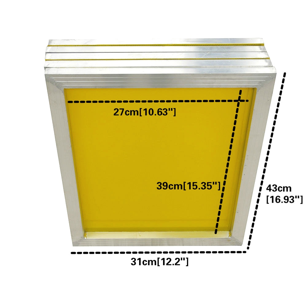 Aluminium 43*31cm Screen Printing Frame Stretched With White 120T Silk Print Polyester Yellow Mesh for Printed Circuit Board