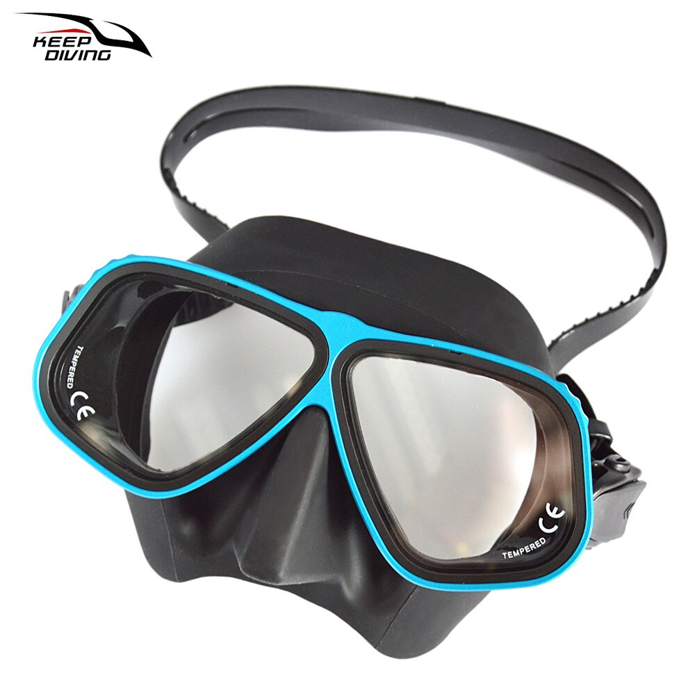 Gratis Duikbril Ultra Low Volume Snorkelen Bril Kleur Aluminium Frame Duikbril Voor Scuba Dive: Blackblue