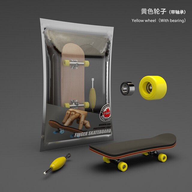 Houten Vinger Skateboard Ontlastingsvoorzieningen Speelgoed Met Lagers Professionele Stents Bureau Vinger Skate Set Kinderen: Yellow